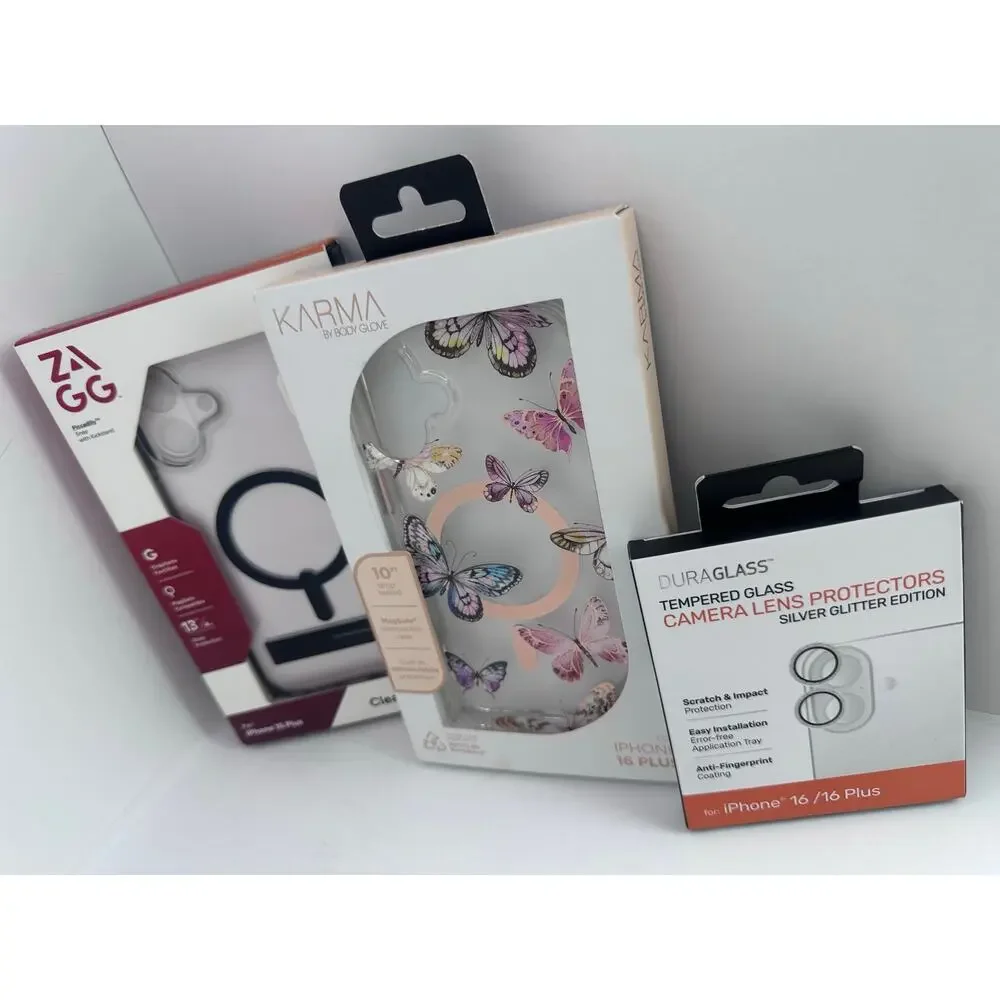 $60 iPhone 16 Plus Bundle: Zagg/Karma + DuraGlass Lens Protector - NWT